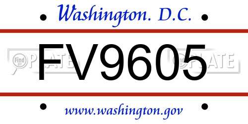 FV9605 District Of Columbia License Plate