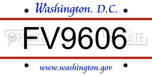 FV9606 District Of Columbia License Plate