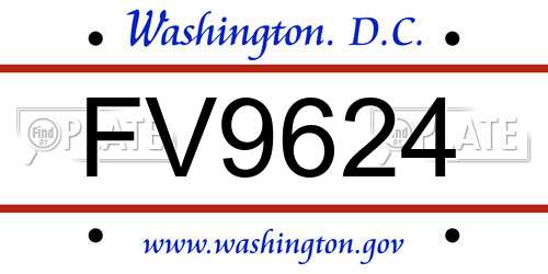 FV9624 District Of Columbia License Plate