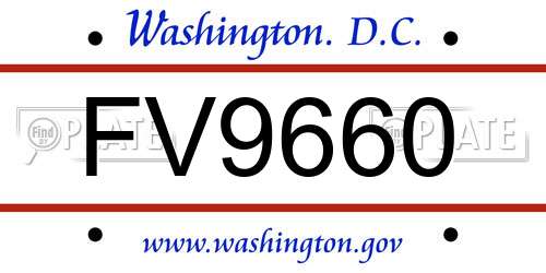 FV9660 District Of Columbia License Plate