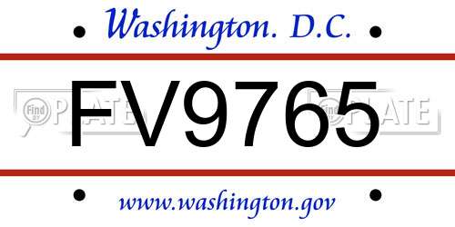 FV9765 District Of Columbia License Plate