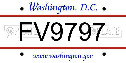 FV9797 District Of Columbia License Plate