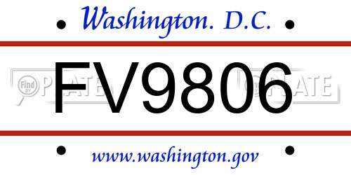 FV9806 District Of Columbia License Plate
