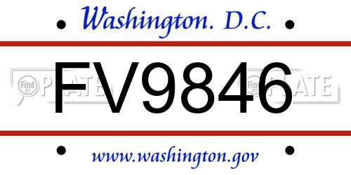 FV9846 District Of Columbia License Plate