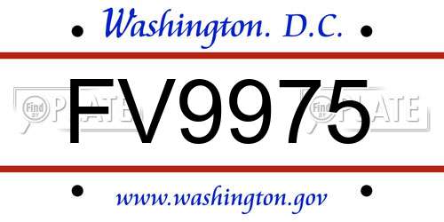 FV9975 District Of Columbia License Plate