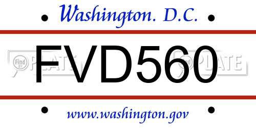 FVD560 District Of Columbia License Plate