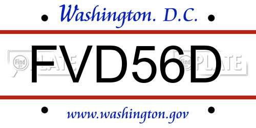FVD56D District Of Columbia License Plate
