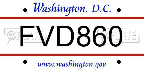FVD860 District Of Columbia License Plate