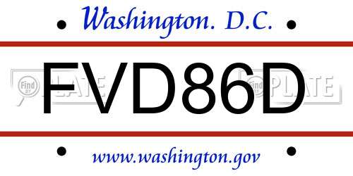 FVD86D District Of Columbia License Plate