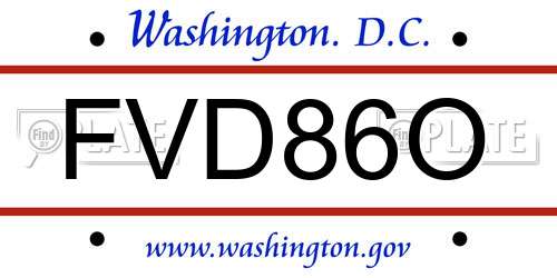 FVD86O District Of Columbia License Plate