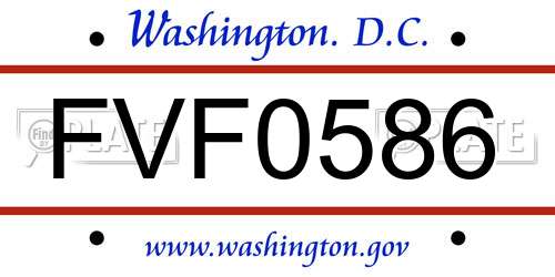 FVF0586 District Of Columbia License Plate