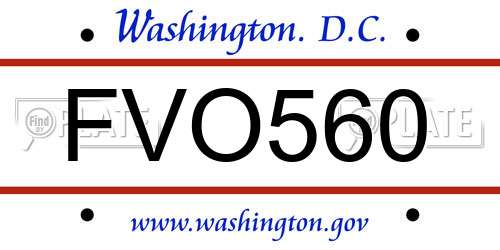 FVO560 District Of Columbia License Plate