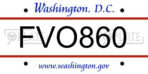 FVO860 District Of Columbia License Plate