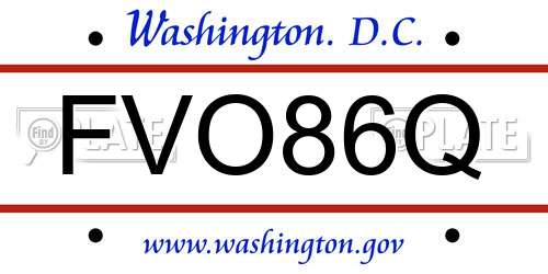 FVO86Q District Of Columbia License Plate