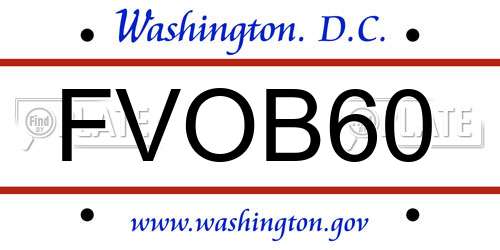 FVOB60 District Of Columbia License Plate