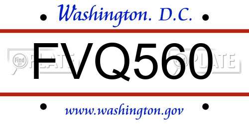 FVQ560 District Of Columbia License Plate