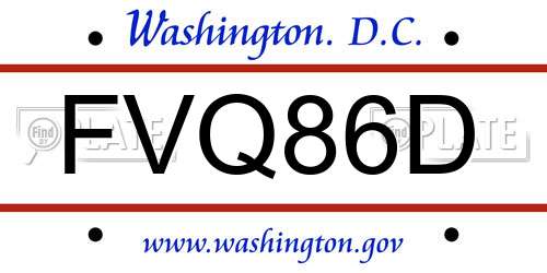 FVQ86D District Of Columbia License Plate