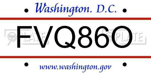 FVQ86O District Of Columbia License Plate