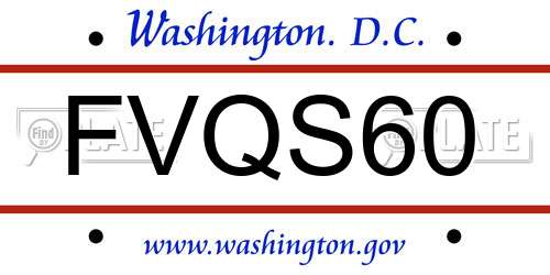 FVQS60 District Of Columbia License Plate