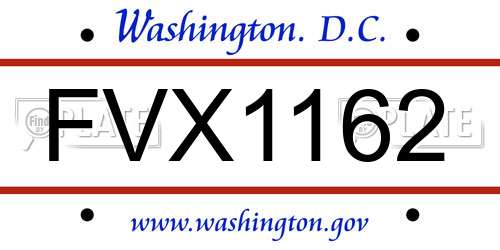 FVX1162 District Of Columbia License Plate