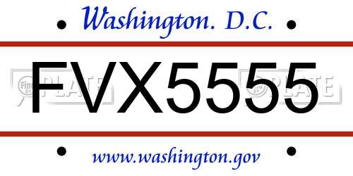 FVX5555 District Of Columbia License Plate