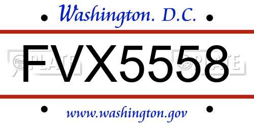 FVX5558 District Of Columbia License Plate