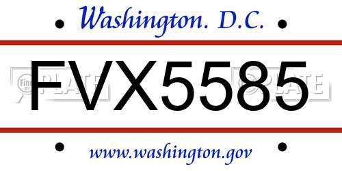 FVX5585 District Of Columbia License Plate