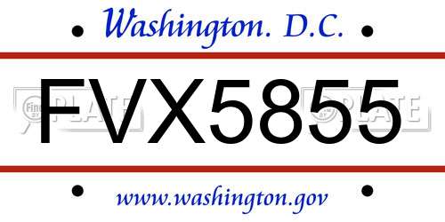 FVX5855 District Of Columbia License Plate