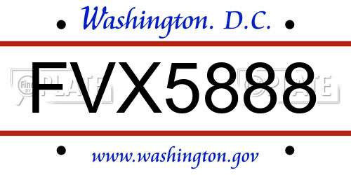 FVX5888 District Of Columbia License Plate