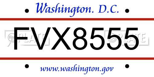 FVX8555 District Of Columbia License Plate
