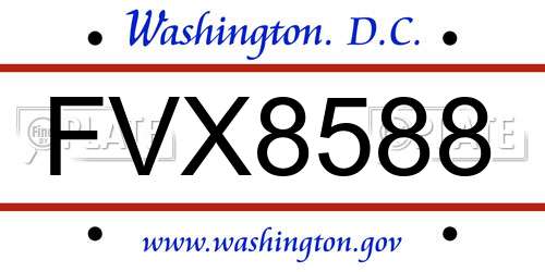 FVX8588 District Of Columbia License Plate