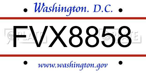 FVX8858 District Of Columbia License Plate