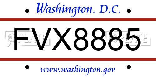 FVX8885 District Of Columbia License Plate