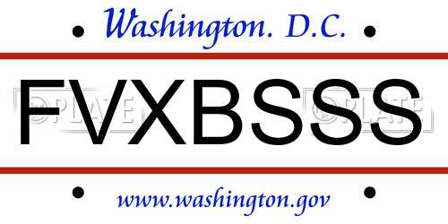 FVXBSSS District Of Columbia License Plate
