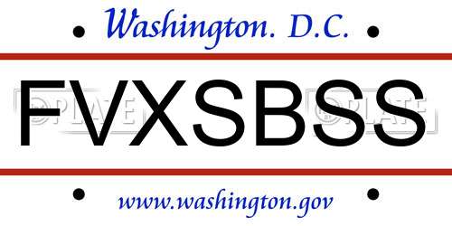 FVXSBSS District Of Columbia License Plate
