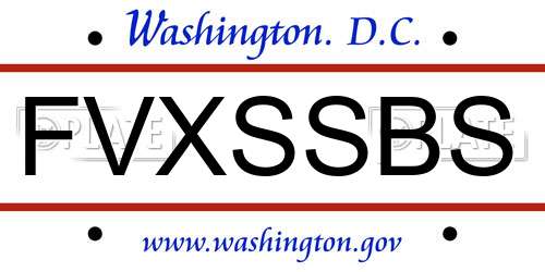 FVXSSBS District Of Columbia License Plate