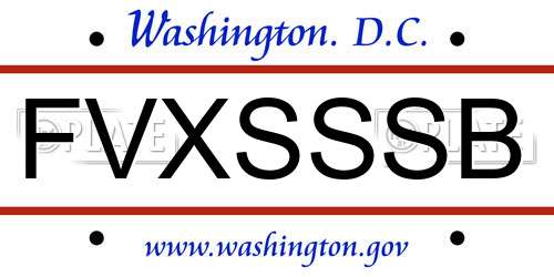 FVXSSSB District Of Columbia License Plate