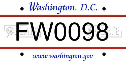 FW0098 District Of Columbia License Plate