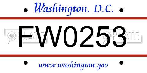 FW0253 District Of Columbia License Plate