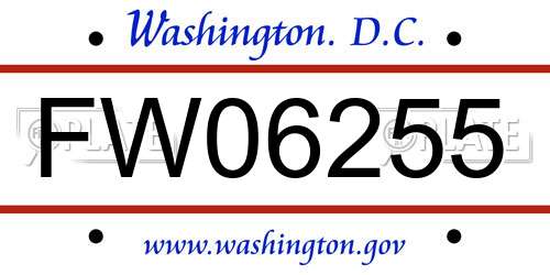 FW06255 District Of Columbia License Plate