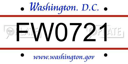 FW0721 District Of Columbia License Plate