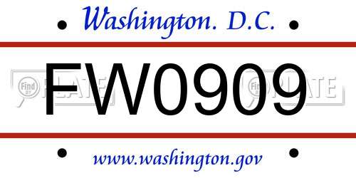 FW0909 District Of Columbia License Plate
