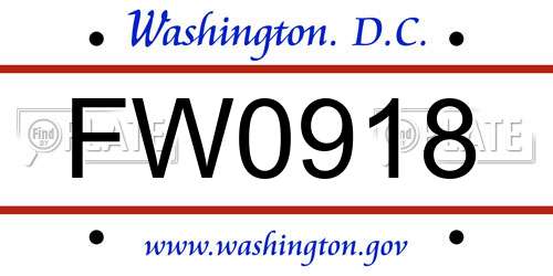 FW0918 District Of Columbia License Plate