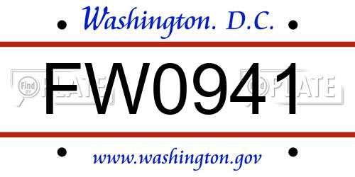 FW0941 District Of Columbia License Plate