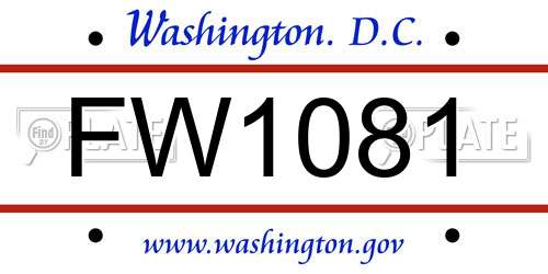 FW1081 District Of Columbia License Plate