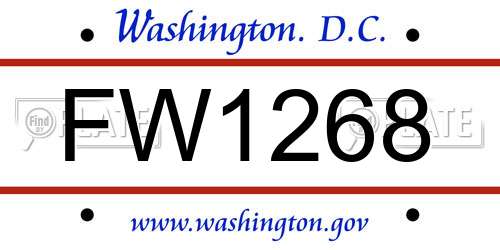 FW1268 District Of Columbia License Plate