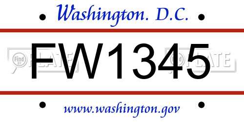 FW1345 District Of Columbia License Plate
