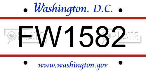 FW1582 District Of Columbia License Plate