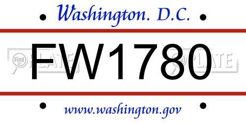 FW1780 District Of Columbia License Plate