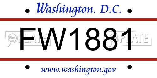 FW1881 District Of Columbia License Plate